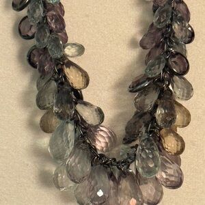 LOFT Purple and Gray Cluster Necklace
